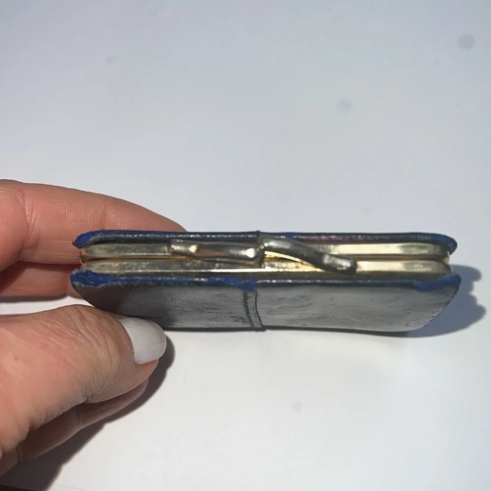 Vintage Dark Navy Leather Small Kisslock Wallet